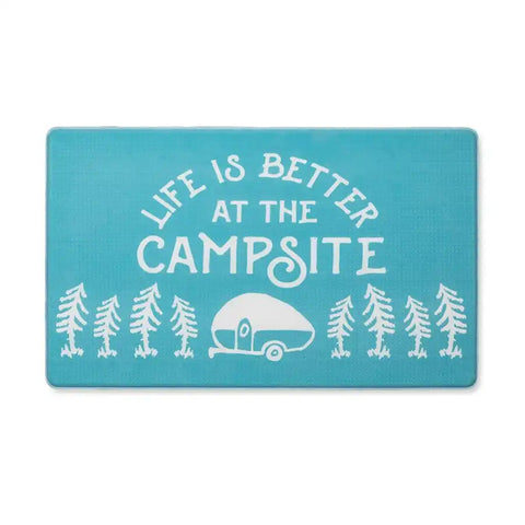 Camco 53435 Carpet Life Is Better At The Campsite ™ Kitchen Mat 30 Inch Length x 18 Inch Width x 3/8 Inch Depth Life Is Better At The Campsite Logo