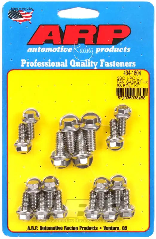 ARP Auto Racing 434-1804 Oil Pan Bolt Set For Use With Chevy Small Block With 1 Piec