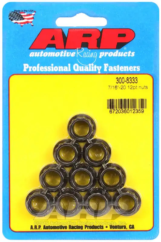 ARP Auto Racing 300-8333 Nut 12 Point 7/16 Inch - 20 Thread Size 1/2 Inch Socket S