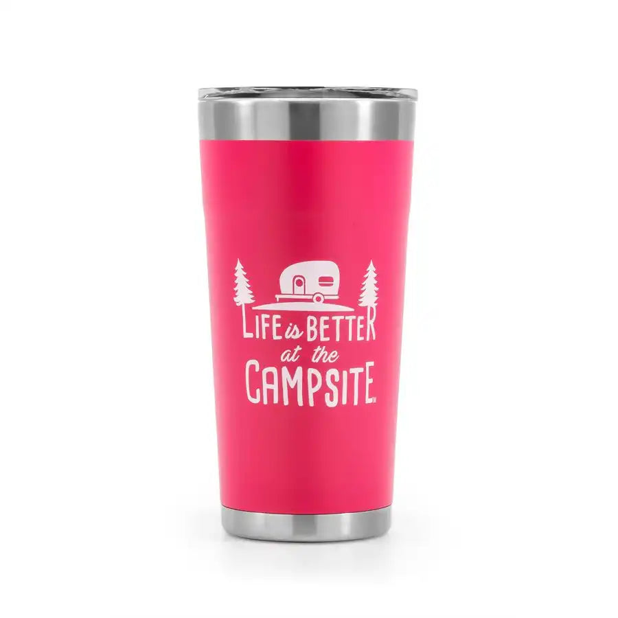 Camco 53061 Travel Mug Life Is Better At The Campsite  20 Ounce BPA Free Lid With