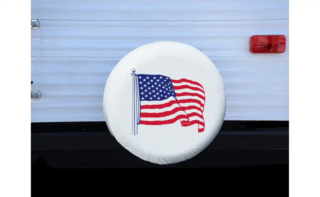 Adco 1786 Spare Tire Cover Fits 28 Inch Diameter Tires US Flag Printed Design Whit