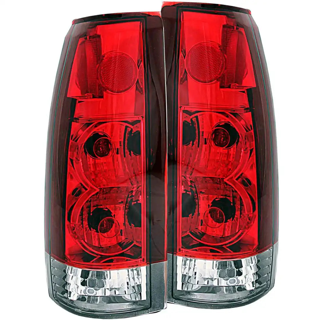 ANZO USA 211140 Tail Light Assembly Uses OE Bulbs Red/ Clear Lens Chrome Housing 