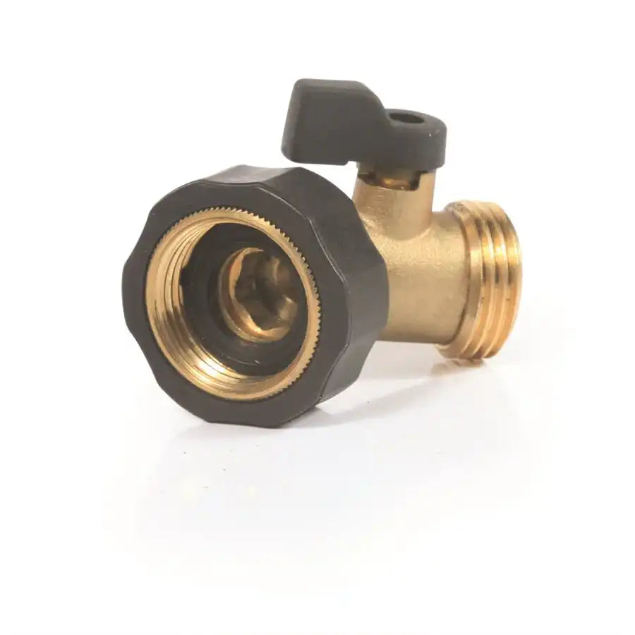 Camco 20173 Fresh Water Fill Hose Shut Off Valve 45 Degree Valve Brass Complies With CA and VT Regulations For Brass Content