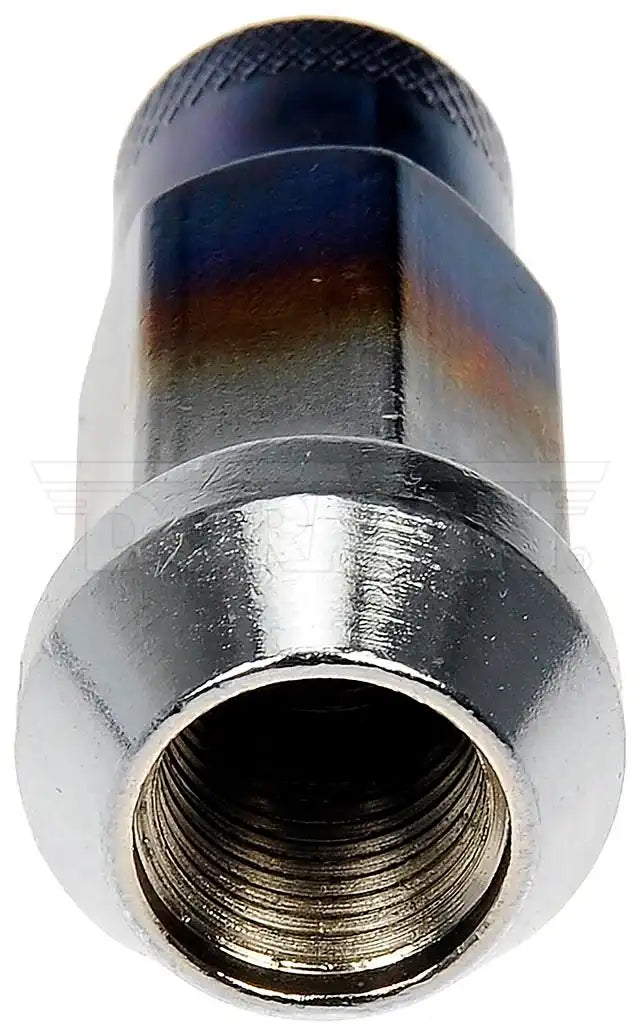 Dorman 713-285T Lug Nut AutoGrade ™ OE Replacement 1/2-20 Thread Size 1.88 Inch Overall Length 21/32 Inch Hex Size 60 Degree Conical Seat Open End Right Hand Thread Ti-Blue Carbon Steel Pack Of 20