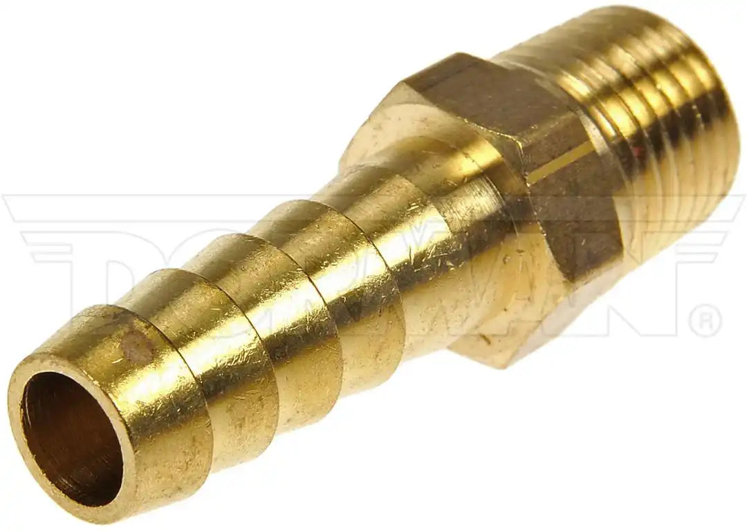 Dorman 785-416D Fuel Line Fitting OE Solutions ™ Inverted Flare Male Connector Barbed End 1/4 Inch MNPT Thread Size 1.76 Inch Length Brass