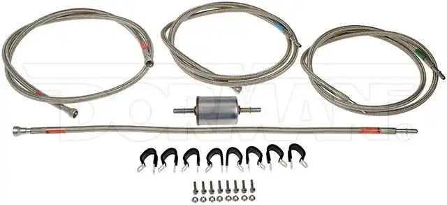 Dorman 819-839 Fuel Line OE Solutions ™ OE Replacement 66-1/2/ 27/ 91/ 83 Inch Length 13.3/ 11.8 Millimeter Outer Diameter Stainless Steel/ PTFE 75 PSI Maximum Pressure Silver