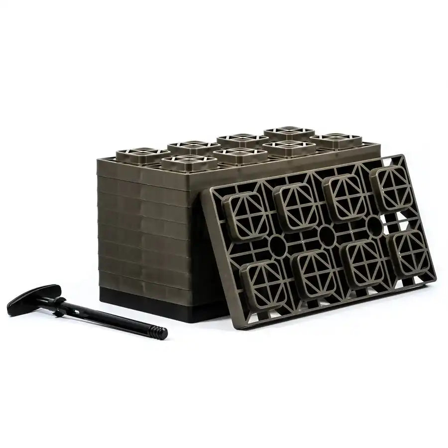 Camco 44525 Leveling Block FasTen Use to Level RV While Parked Interlocking Blocks With T-Handle Pull Up For Carrying/ Twist Lock To Secure