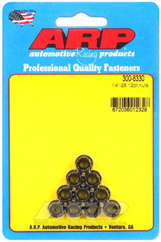 ARP Auto Racing 300-8330 Nut 12 Point 1/4 Inch - 28 Thread Size 5/16 Inch Socket S