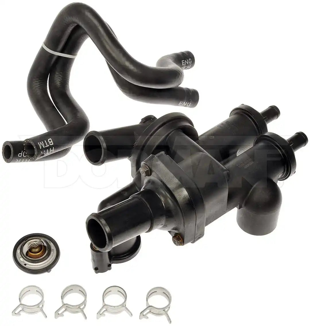 Dorman 902-3319 Thermostat Housing OE Solutions ™ OE Replacement With 1 O-Ring/ 1 Thermostat/ 2 Hoses And 4 Hose Clamps