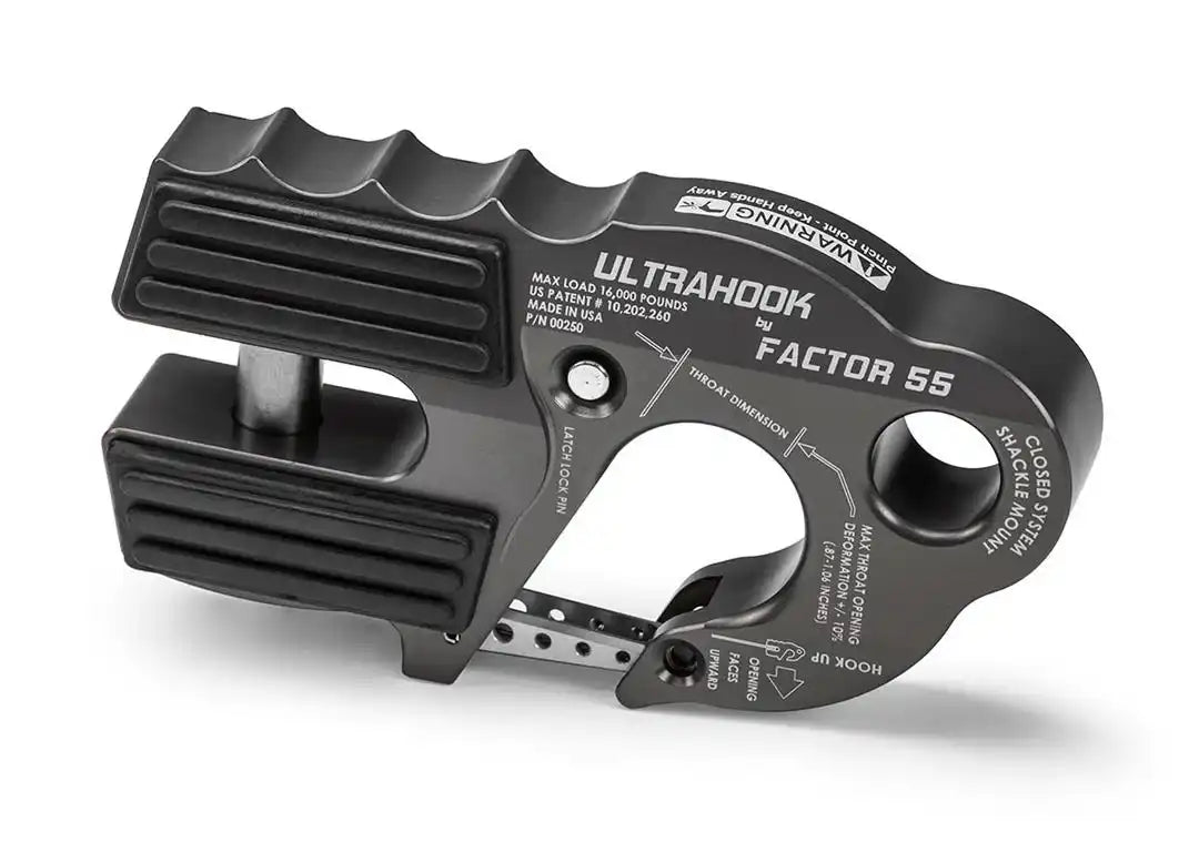 Factor 55 00250-06 Winch Clevis Hook Ultra Hook For Up To 3/8 Inch Diameter Rope Or