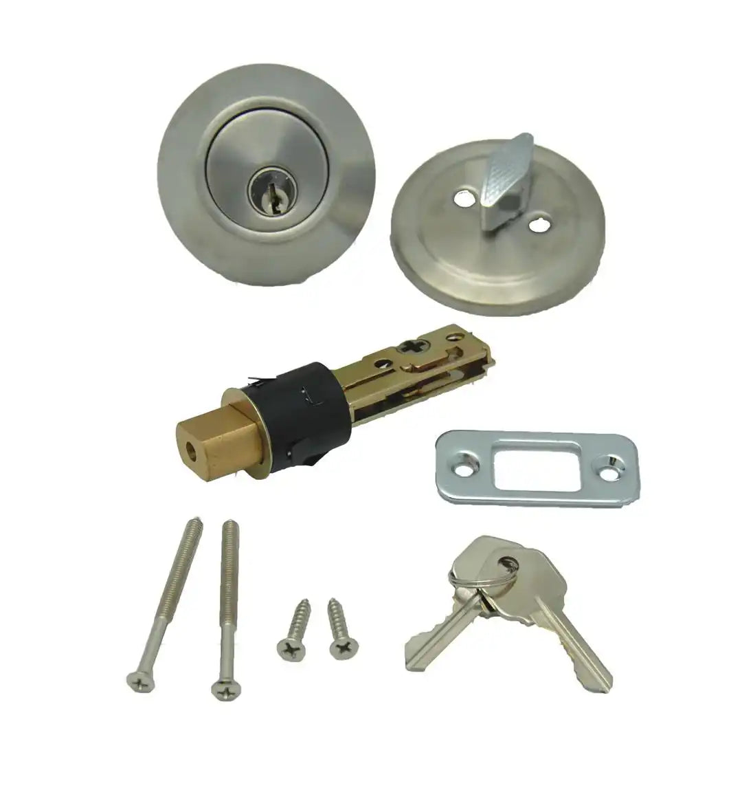AP Products 013-222-SS Entry Door Lock Single Deadbolt With Keys Fits 2-3/8 Inch O