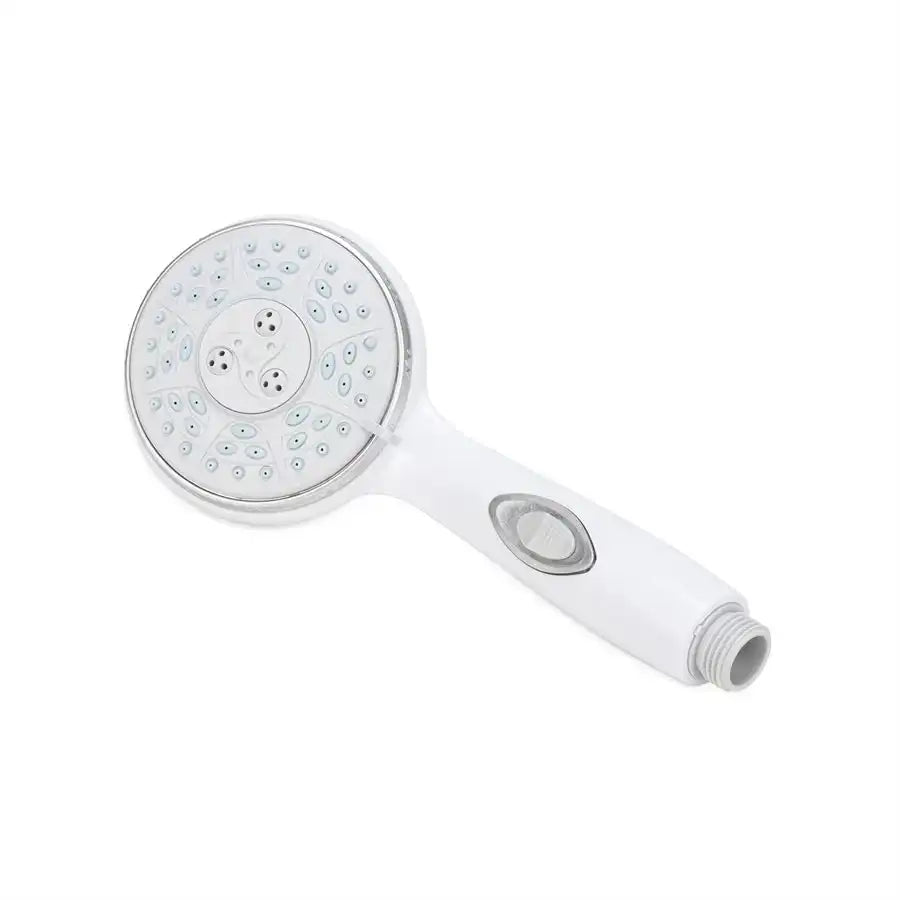 Camco 43711 Shower Head Hand Held With 4 Available Spray Settings With On/ Off Valve White