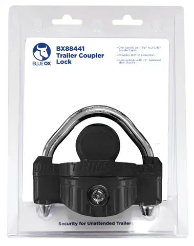 Blue Ox BX88441 Trailer Coupler Lock Fits 1-7/8 Inch and 2-5/16 Inch Couplers With 