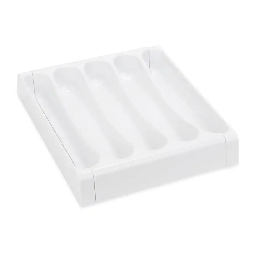 Camco 43503 Cutlery Tray Adjustable From 9 Inch To 13 Inch Width x 1-3/4 Inch Height Slides Out From Left And Right Sides With 5 Compartments White