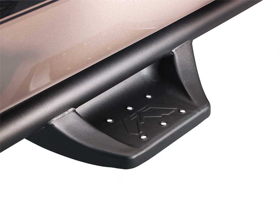 Fab Fours J1010 Nerf Bar With Drop Down Steps 3 Inch Round Straight Black Matte Po