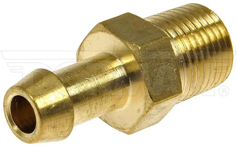 Dorman 785-410D Fuel Line Fitting OE Solutions ™ Inverted Flare Male Connector Barbed End 3/8-27 Thread Size 1.1 Inch Length Brass