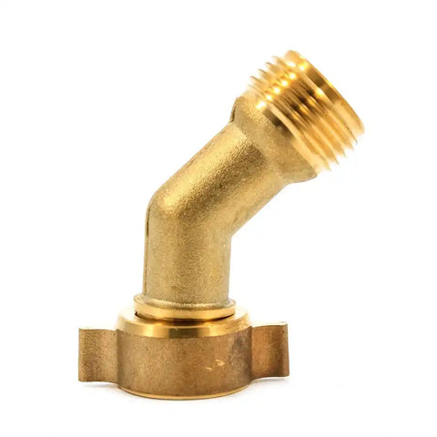 Camco 22605 Fresh Water Hose Connector 45 Degree Elbow With Gripper Fits Standard Garden Hose Female Coupling Brass Without Shut Off Valve