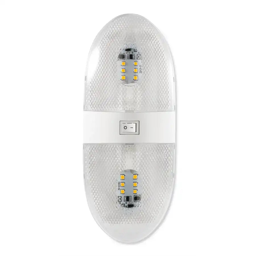 Camco 41321 Dome Light - LED Dome Light- LED Clear Double Light Dome Two 160 Lumen LED Bulbs Clear Bulb