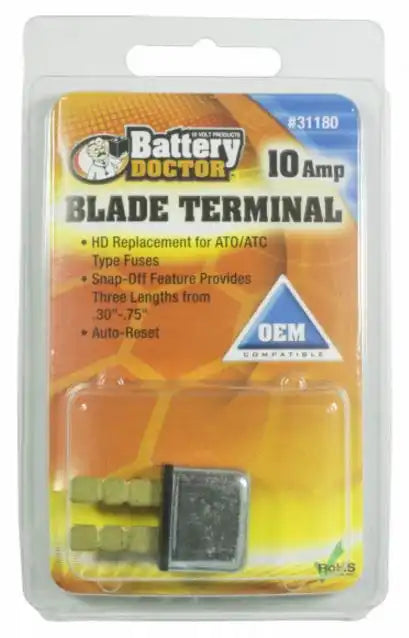 WirthCo 31180 Circuit Breaker 10 Amp Replacement For ATO/ATC Fuses Automatic Reset