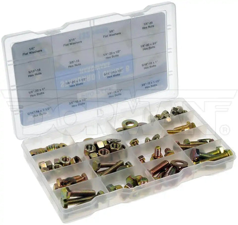 Dorman 799-301D Fastener Assortment OE Solutions ™ 1/2 Inch And 1-1/2 Inch Length Fasteners With Flat Washers/ Hex Nuts And Hex Bolts