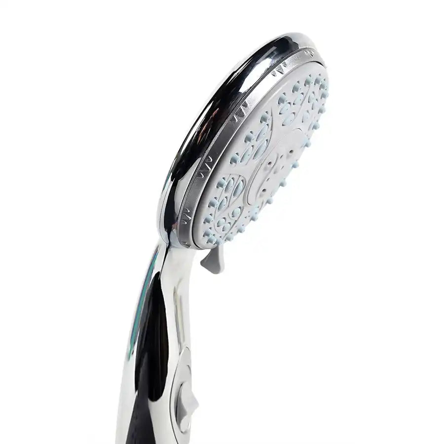 Camco 43710 Shower Head Hand Held With 4 Available Spray Settings With On/ Off Valve Chrome
