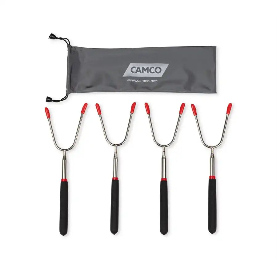 Camco 44015 Campfire Roasting Fork Extendable Up To 34 Inch Length Holds Up to 4 Ho