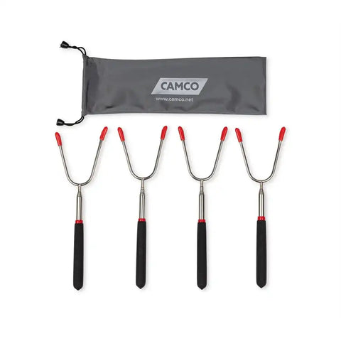 Camco 44015 Campfire Roasting Fork Extendable Up To 34 Inch Length Holds Up to 4 Ho