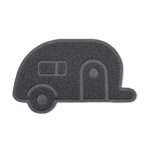 Camco 53116 Door Mat Life Is Better At The Campsite ™ For Indoor Or Outdoor Use Retro Travel Trailer Shape With “Life Is Better At The Campsite” Logo Gray