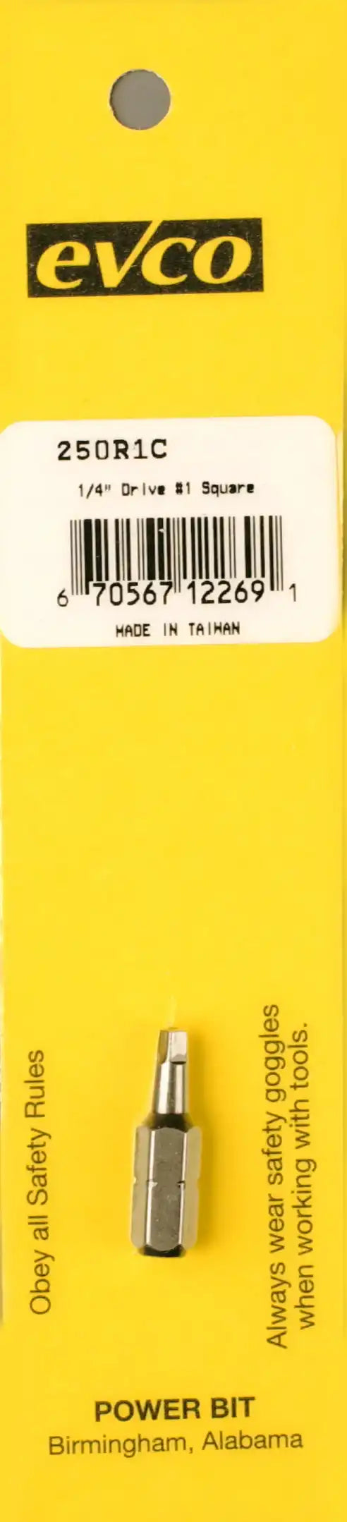 AP Products 009-250R1C Screw Bit #1 Point Size/ 1/4 Inch x 1 Inch Bit Size Square R