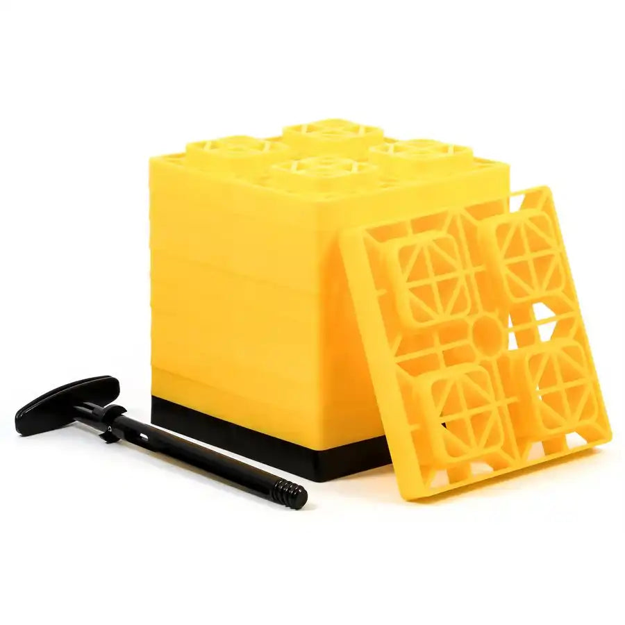 Camco 44512 Leveling Block FasTen Use to Level RV While Parked Interlocking Blocks With T-Handle Pull Up For Carrying/ Twist Lock To Secure