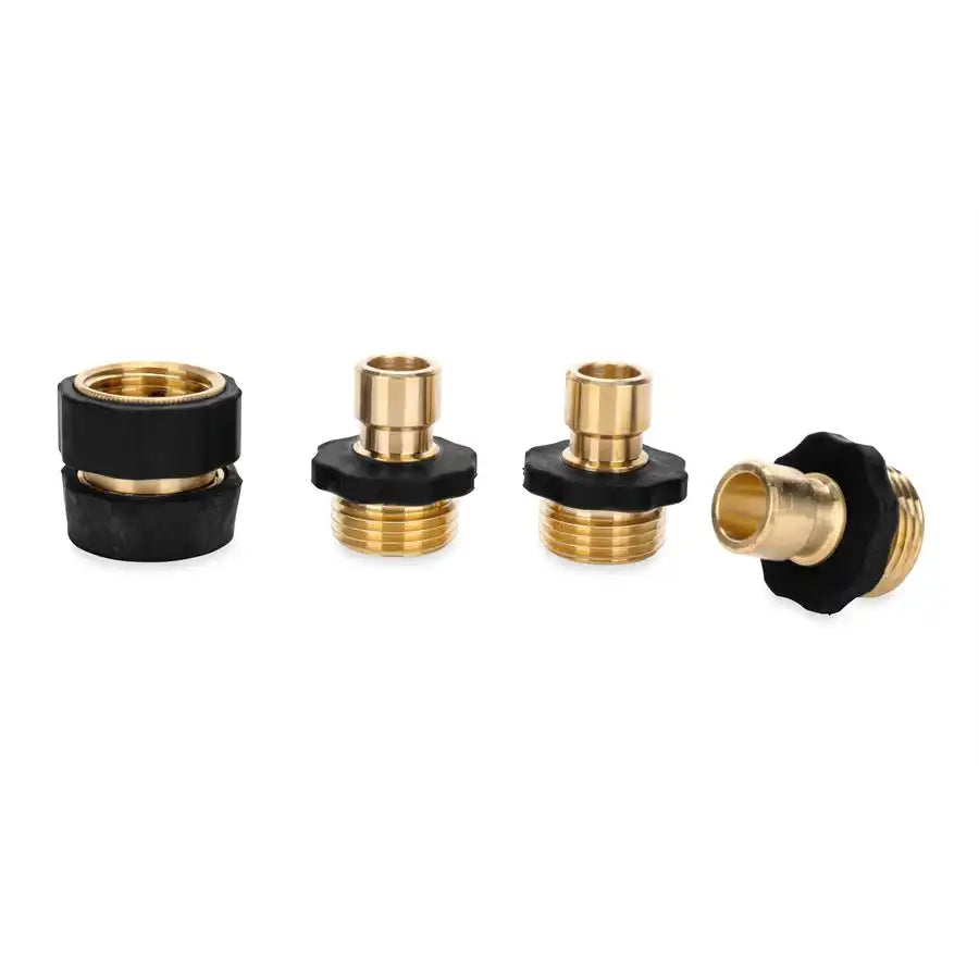 Camco 20136 Fresh Water Hose Connector Quick Connect Fits Standard Garden Hose Female Coupling Brass With Automatic Shut Off Valve