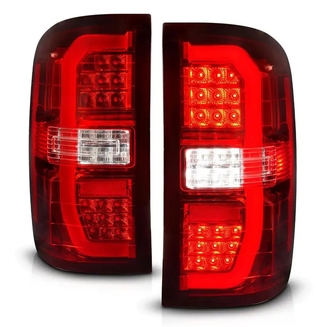 ANZO USA 311466 Tail Light Assembly LED Red/ Clear Lens Chrome Housing Red Brake 