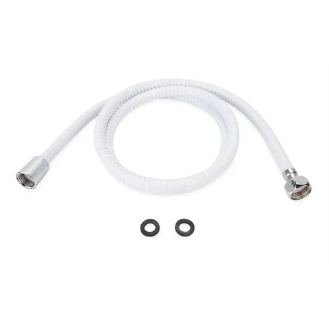 Camco 43717 Shower Head Hose 60 Inch Length Fits Standard 1/2 Inch Shower Arm White With Built In Connectors and Washers