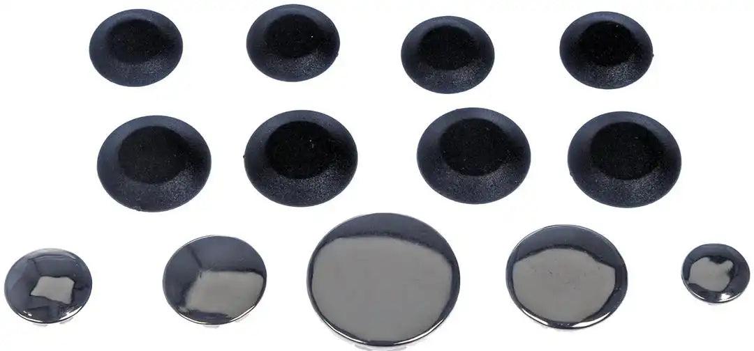 Dorman 02413 Fastener Hole Plug Assortment Black Nylon/Chrome With 3/8 Inch/ 1/2 Inch/ 5/8 Inch/ 3/4 Inch/1 inch Diameter Plugs/ Total of 13