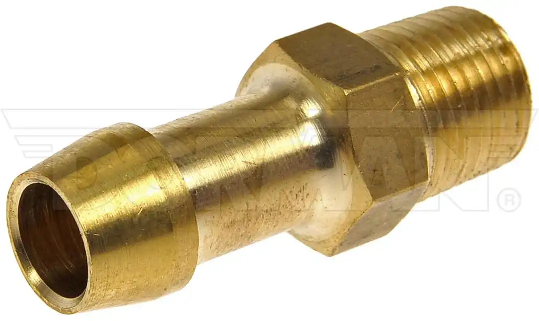 Dorman 785-408D Fuel Line Fitting OE Solutions ™ Inverted Flare Male Connector Barbed End 5/8-18 UNF Thread Size 1.4 Inch Length Brass