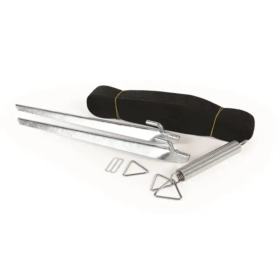 Camco 42514 Awning Anchor Awning Stabilizer Kit Ground Anchor With Anchor Ropes 15 Inch Anchor Stakes With 2 Anchors/ Tension Springs and Straps