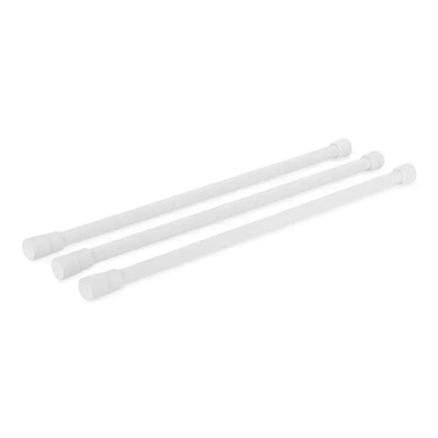 Camco 44053 Refrigerator Content Brace Spring Loaded Bar Style Bar Extends From 16 Inch Length to 28 Inch Length White Plastic Set of 3