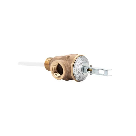 Camco 10421 Water Heater Pressure Relief Valve Pressure Relief Factory Set At 150 PSI 1/2 Inch NPT Thread Valve 4 Inch Probe Length