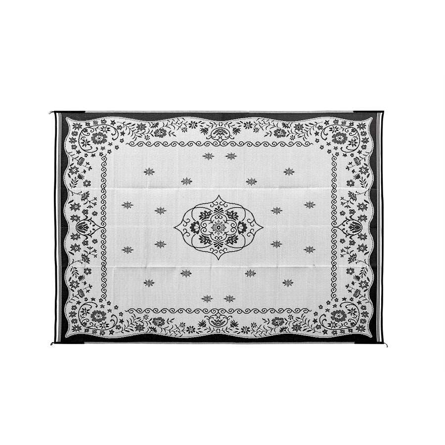 Camco 42853 Patio Mat 12 Foot x 9 Foot Charcoal Oriental Mold and Mildew Resistant Material Reversible Fabric