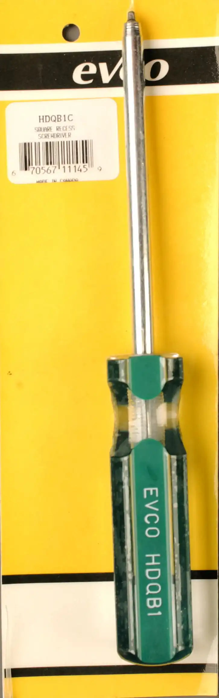 AP Products 009-HDQB1C Screwdriver Evco Square Recess Drive # 1 Tip Size Green C