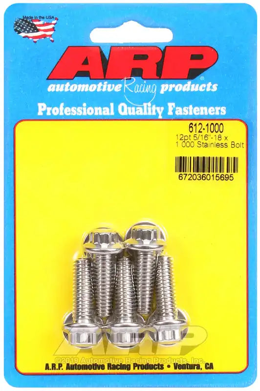 ARP Auto Racing 612-1000 Bolt Standard Bolt 5/16 Inch - 18 Thread Size 1.000 Inch 