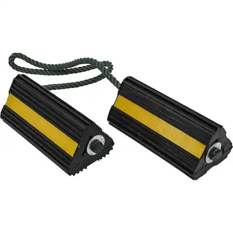 Buyers Products WC24483 Wheel Chock Black and Yellow Rubber 2 Chocks Connects By N