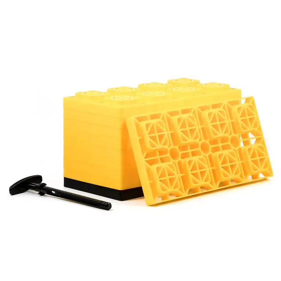 Camco 44515 Leveling Block FasTen Use to Level RV While Parked Interlocking Blocks With T-Handle Pull Up For Carrying/ Twist Lock To Secure