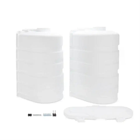 Camco 50513 Propane Tank Cover For Dual 30 Pound Tanks While Mounted Protection From Flying Debris and UV Rays White Polymer