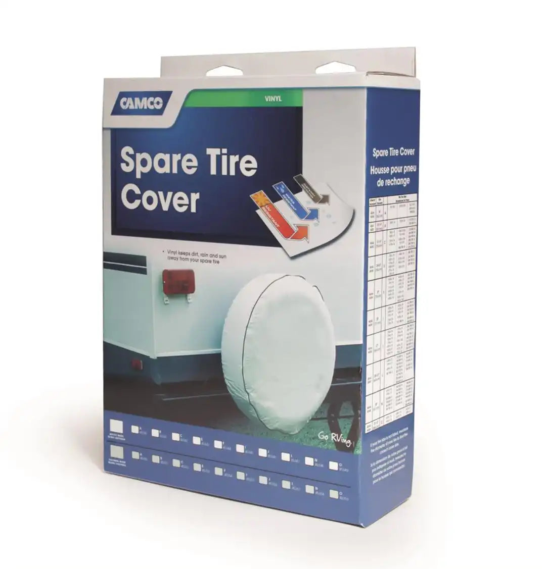 Camco 45354 Spare Tire Cover Fits 29 Inch Diameter Tires Solid Colonial White Vinyl