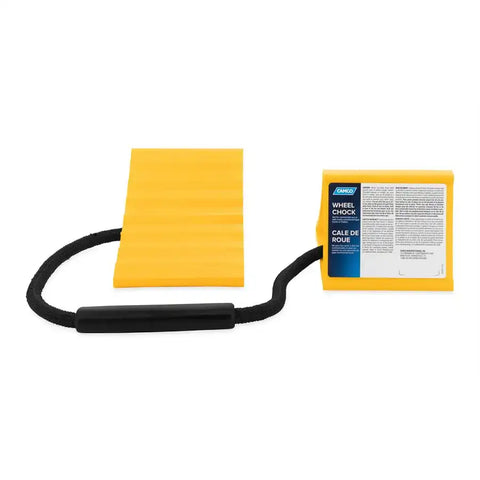 Camco 44470 Wheel Chock Yellow With Rope And Handle Hard Plastic Double
