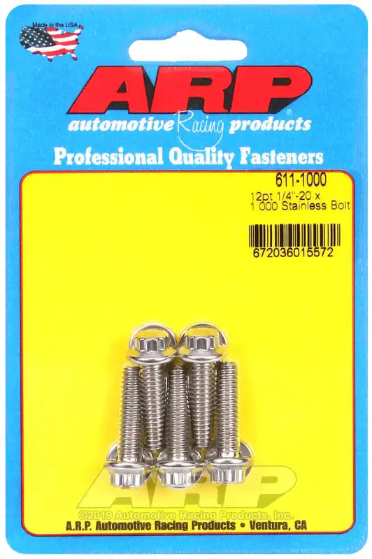 ARP Auto Racing 611-1000 Bolt Standard Bolt 1/4 Inch - 20 Thread Size 1.000 Inch U