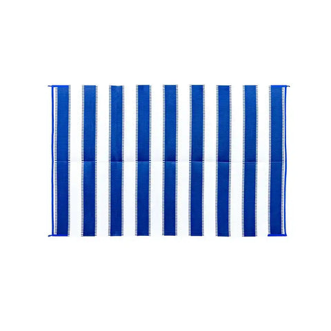 Camco 42871 Patio Mat 9 Foot x 6 Foot Blue Stripe Mold and Mildew Resistant Material Reversible Fabric