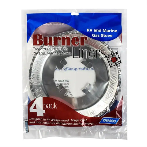 Camco 43800 Stove Burner Liner Gas Stove Burner Liner Aluminum 7-1/2 Inch Diameter Package of 4