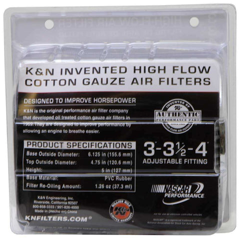 K&N RG-1001BL Universal Clamp-On Air Filter